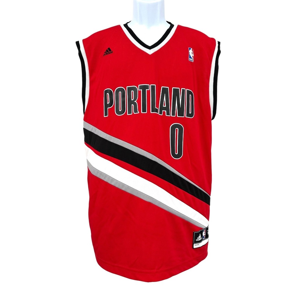 RIP CITY ADIDAS NBA Portland Trail Blazers Lillard Red Jersey Tank Mens Medium